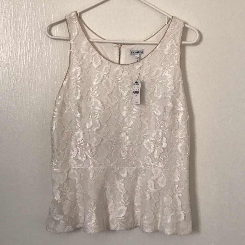 NWT White Lace and gold Express shirt